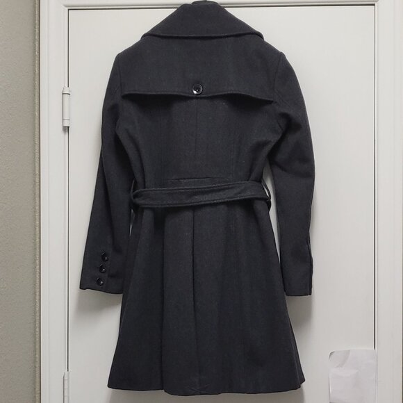 Style & Co Trench Coat Wool Blend Womens Large Tweed Double Breasted Pockets - Picture 10 of 16